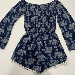 Jesse And J Boho Romper Medium Elephant Print Bohemian Romper